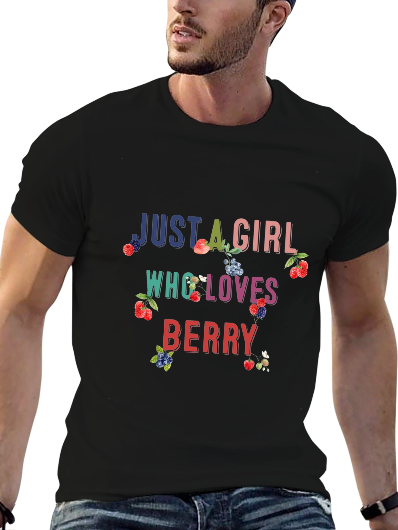 Just A Girl Who Loves Berry Black T-Shirt