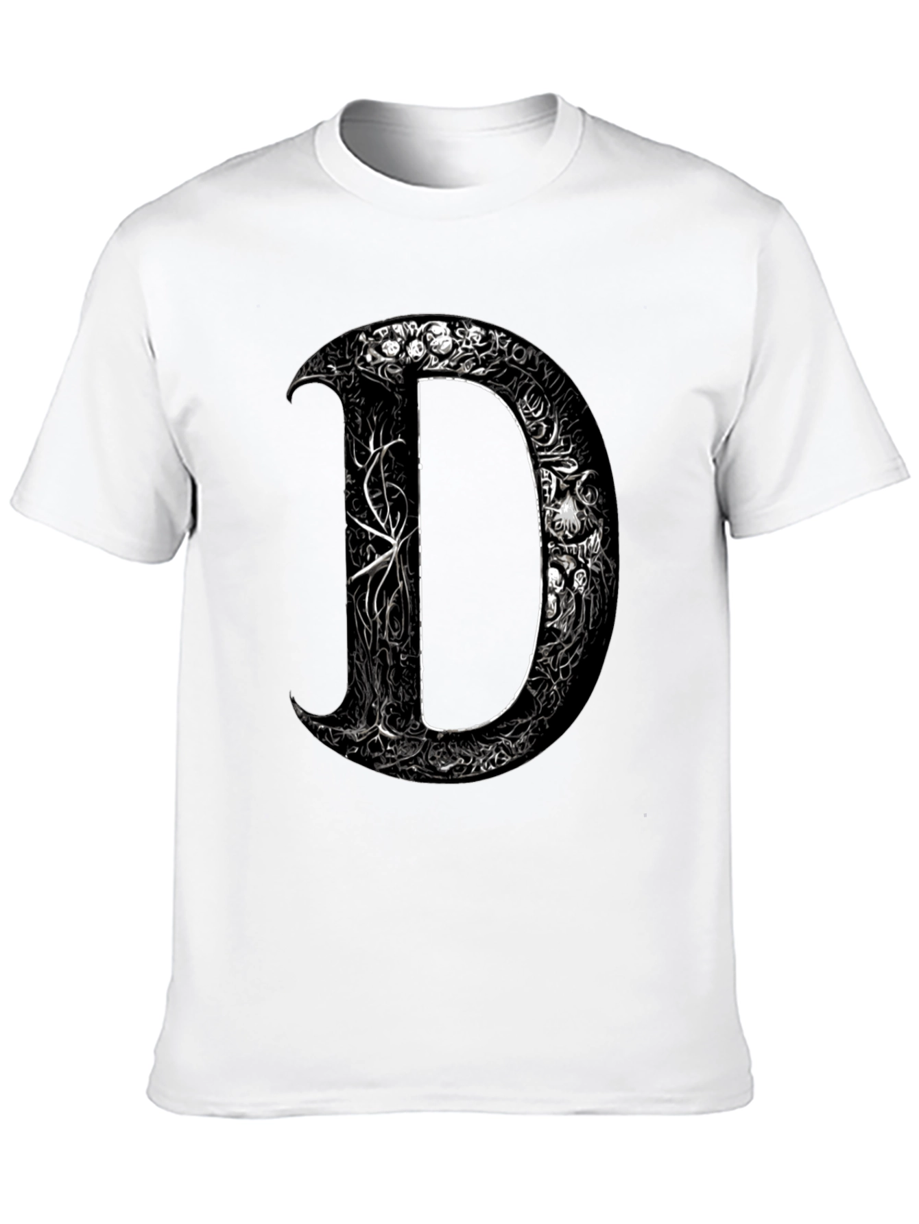 Ornate Initial D Graphic Tee - Black