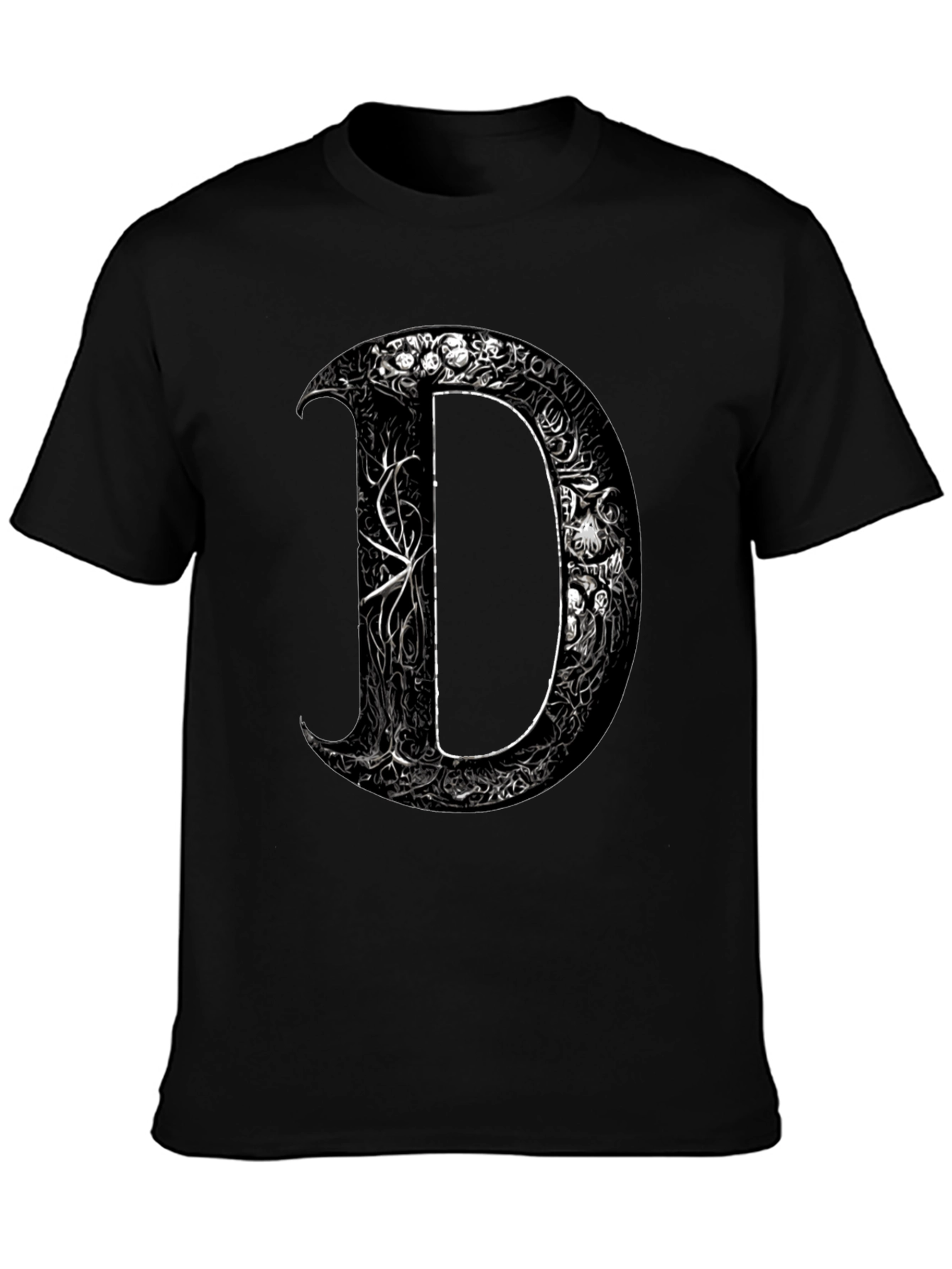 Ornate Initial D Graphic Tee - Black