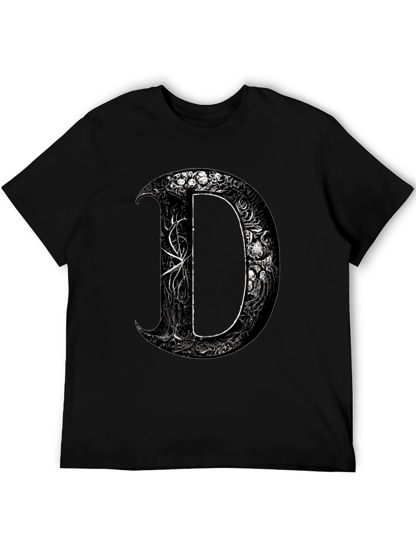 Ornate Initial D Graphic Tee - Black