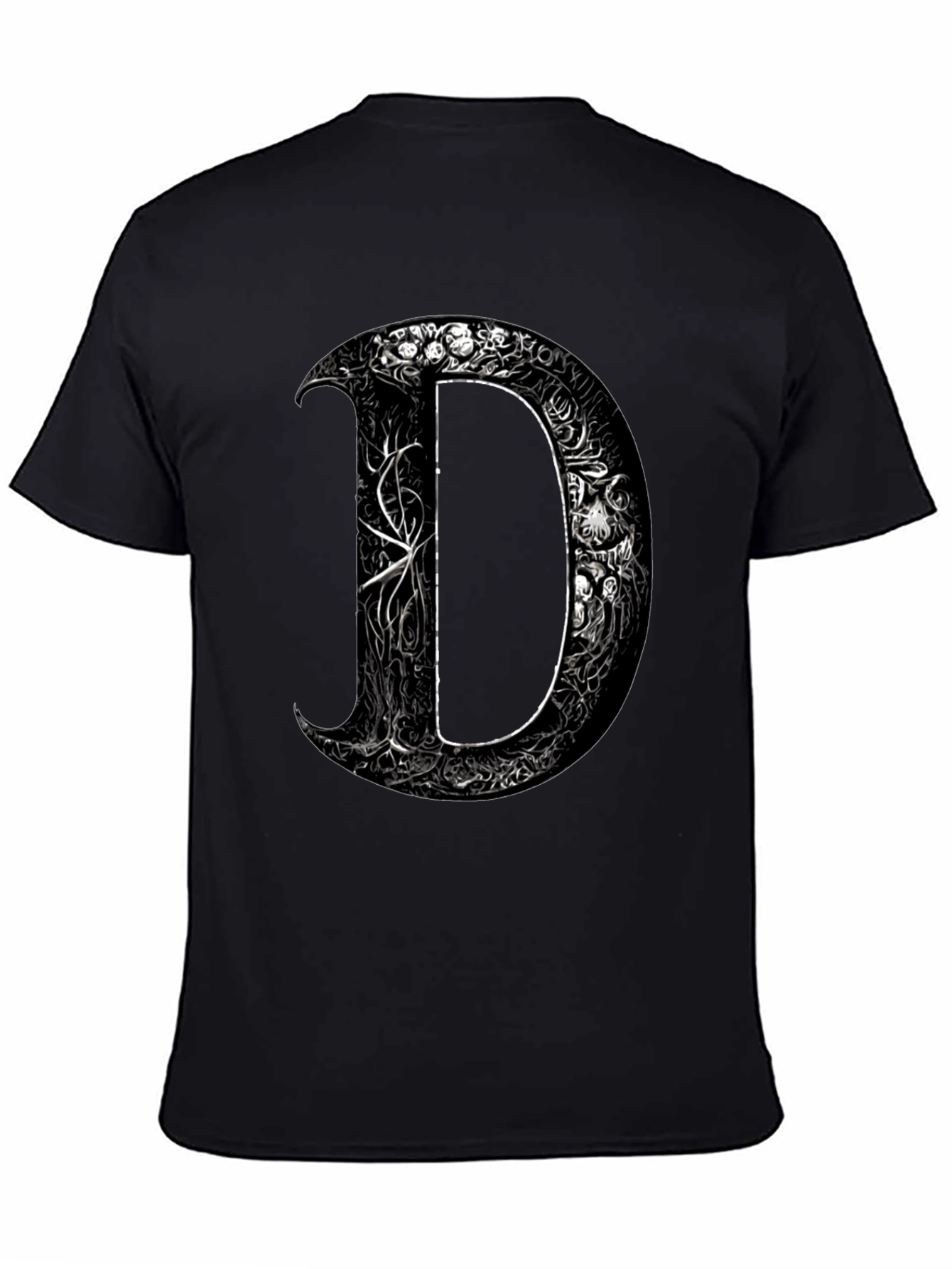 Ornate Initial D Graphic Tee - Black