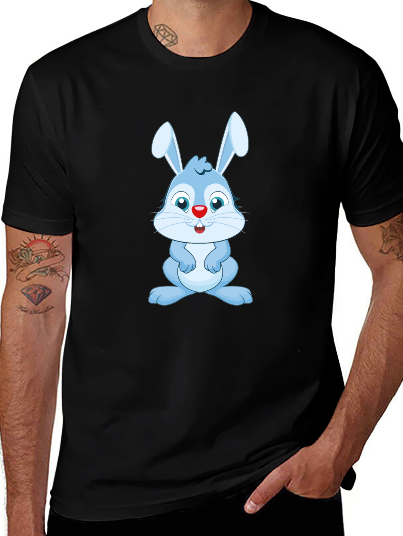 Cute Blue Bunny Graphic Tee - Soft Cotton Blend