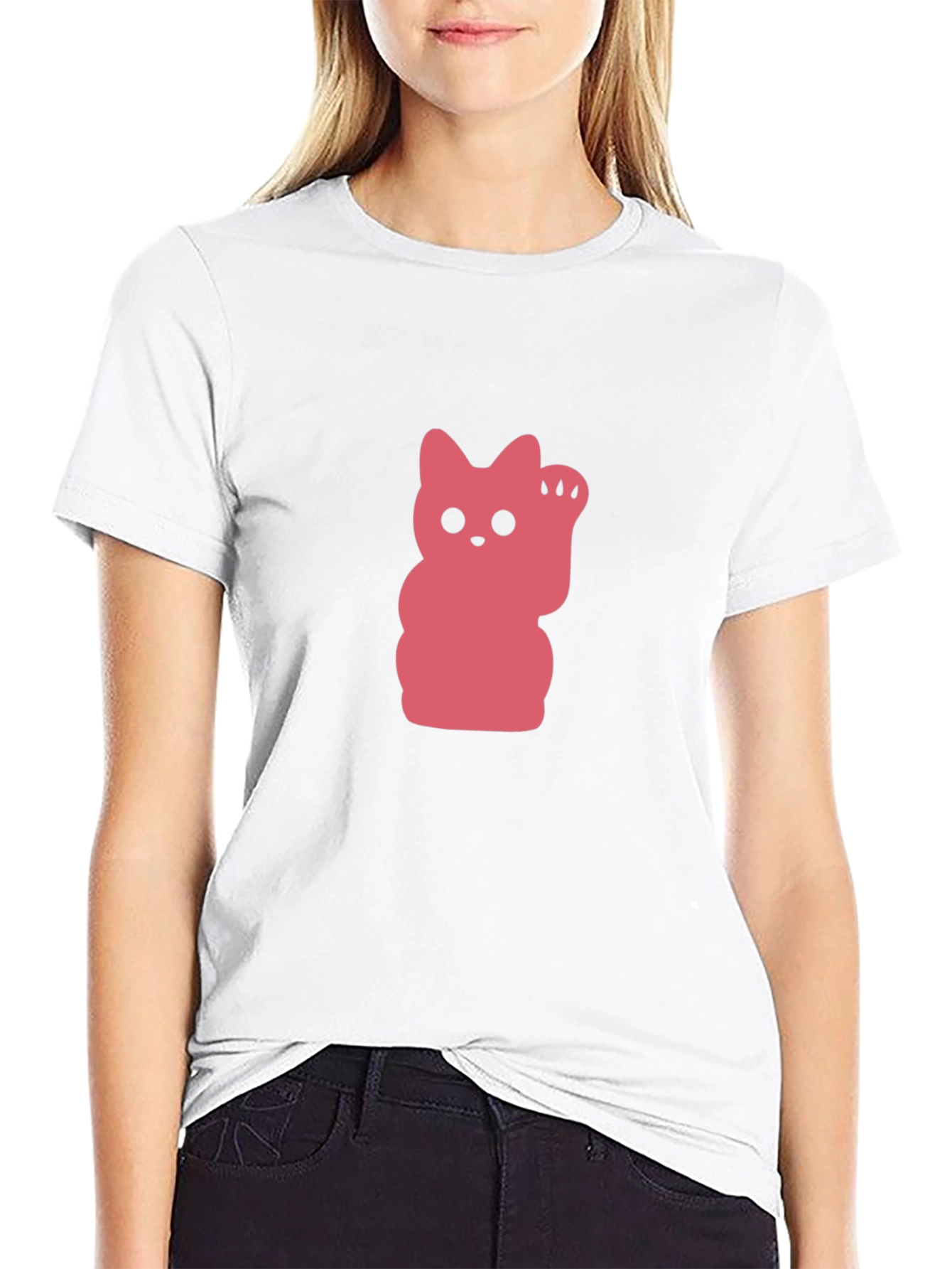Lucky Cat Graphic T-Shirt - Black