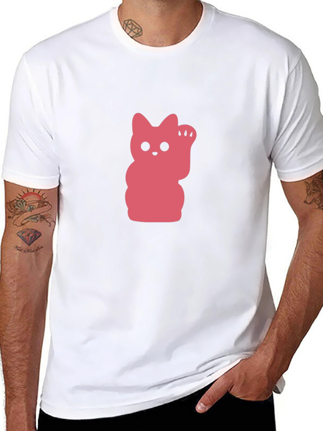 Lucky Cat Graphic T-Shirt - Black