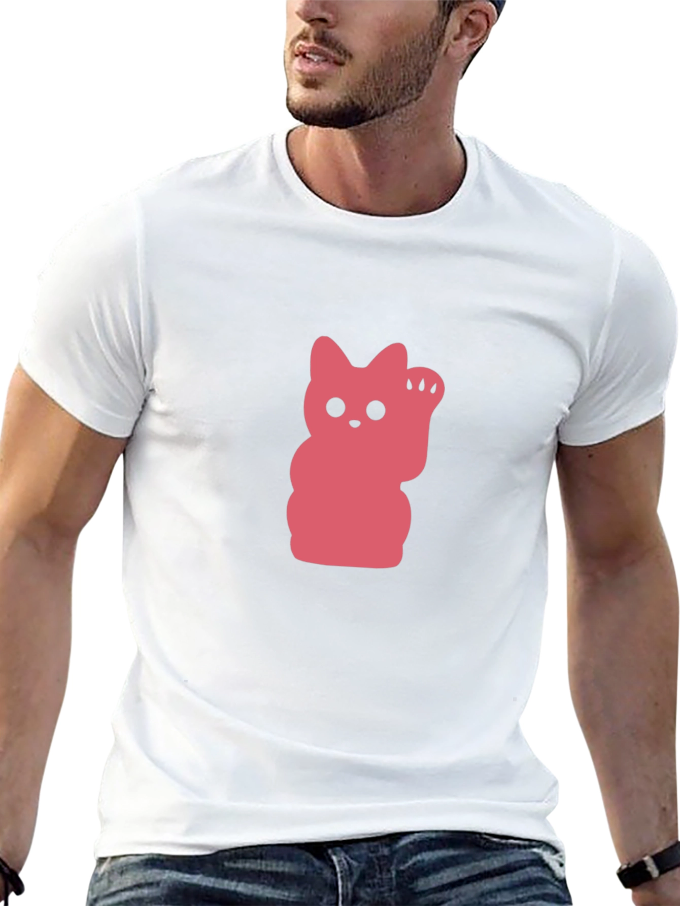 Lucky Cat Graphic T-Shirt - Black
