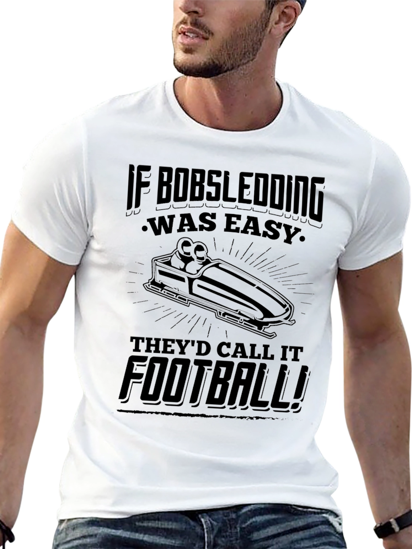 Bobsledding vs Football Graphic T-Shirt