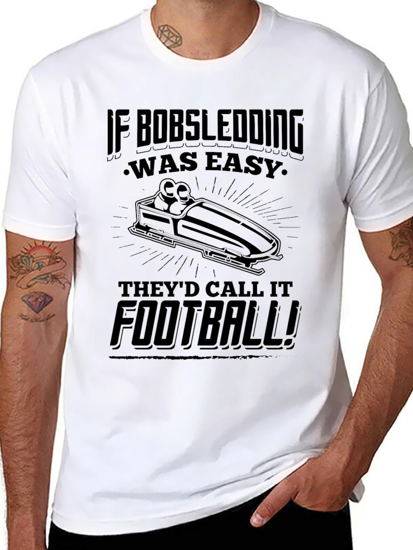 Bobsledding vs Football Graphic T-Shirt
