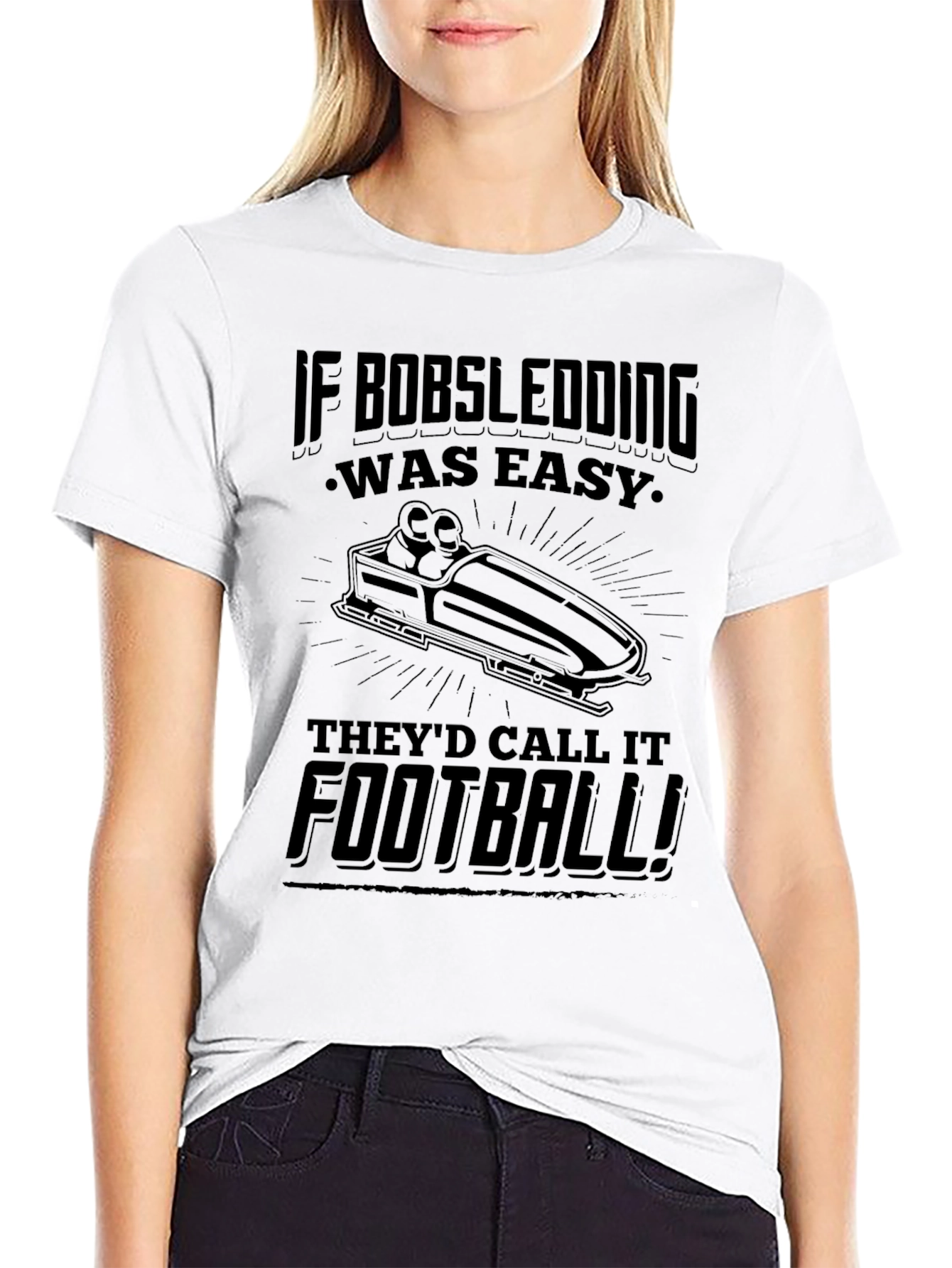 Bobsledding vs Football Graphic T-Shirt