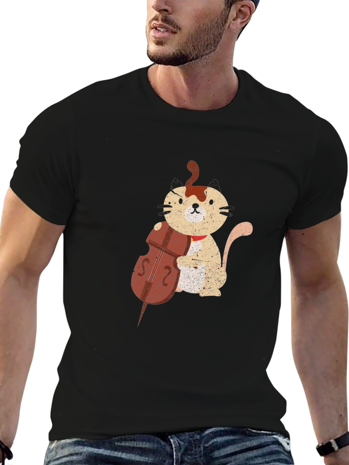 Cat Cello Black T-Shirt