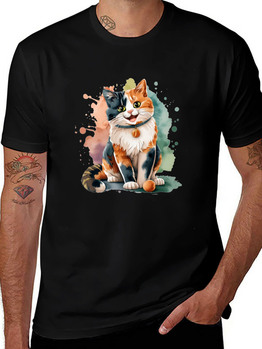Cute Cat Watercolor T-Shirt - Unisex Cotton Tee