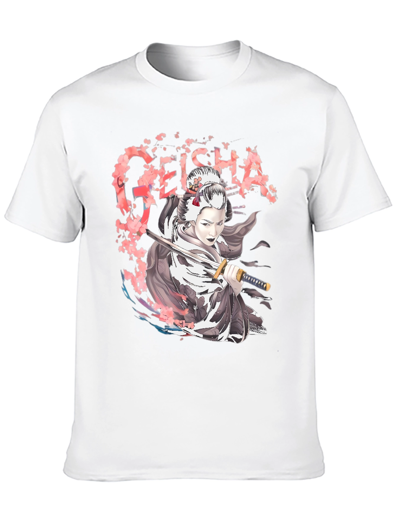 Geisha Graphic Tee - Japanese Sword T-Shirt