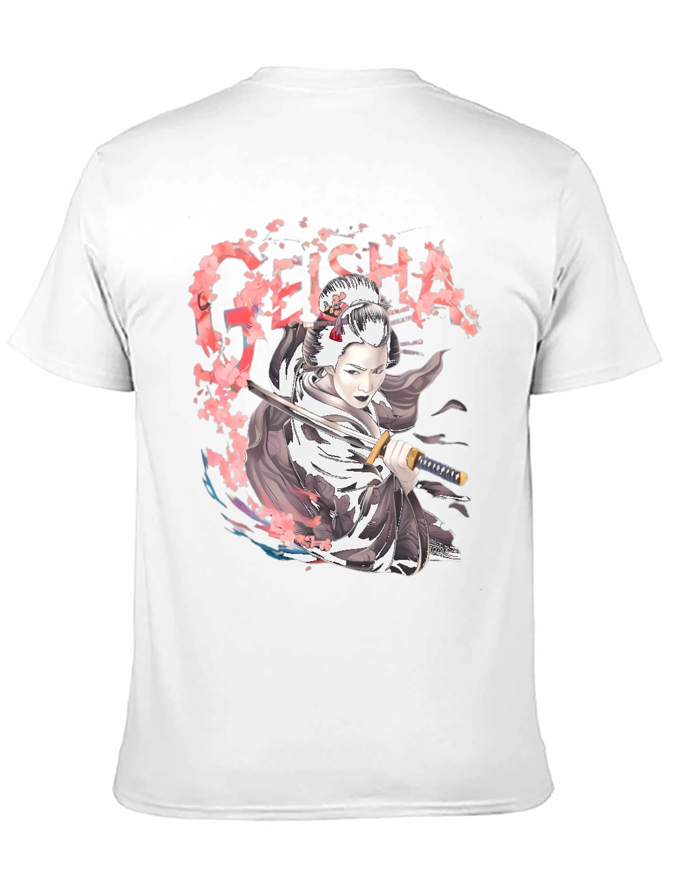 Geisha Graphic Tee - Japanese Sword T-Shirt