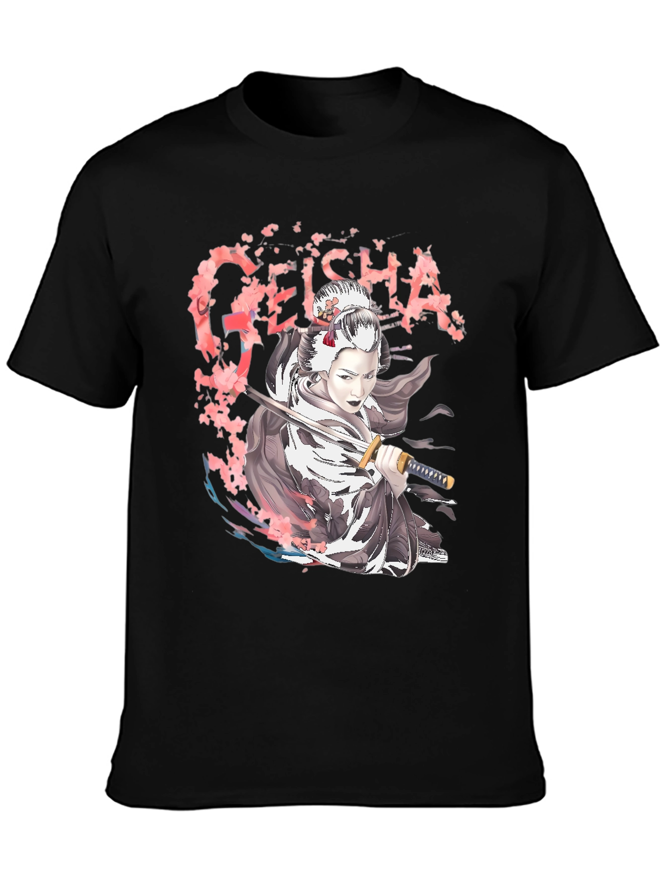 Geisha Graphic Tee - Japanese Sword T-Shirt