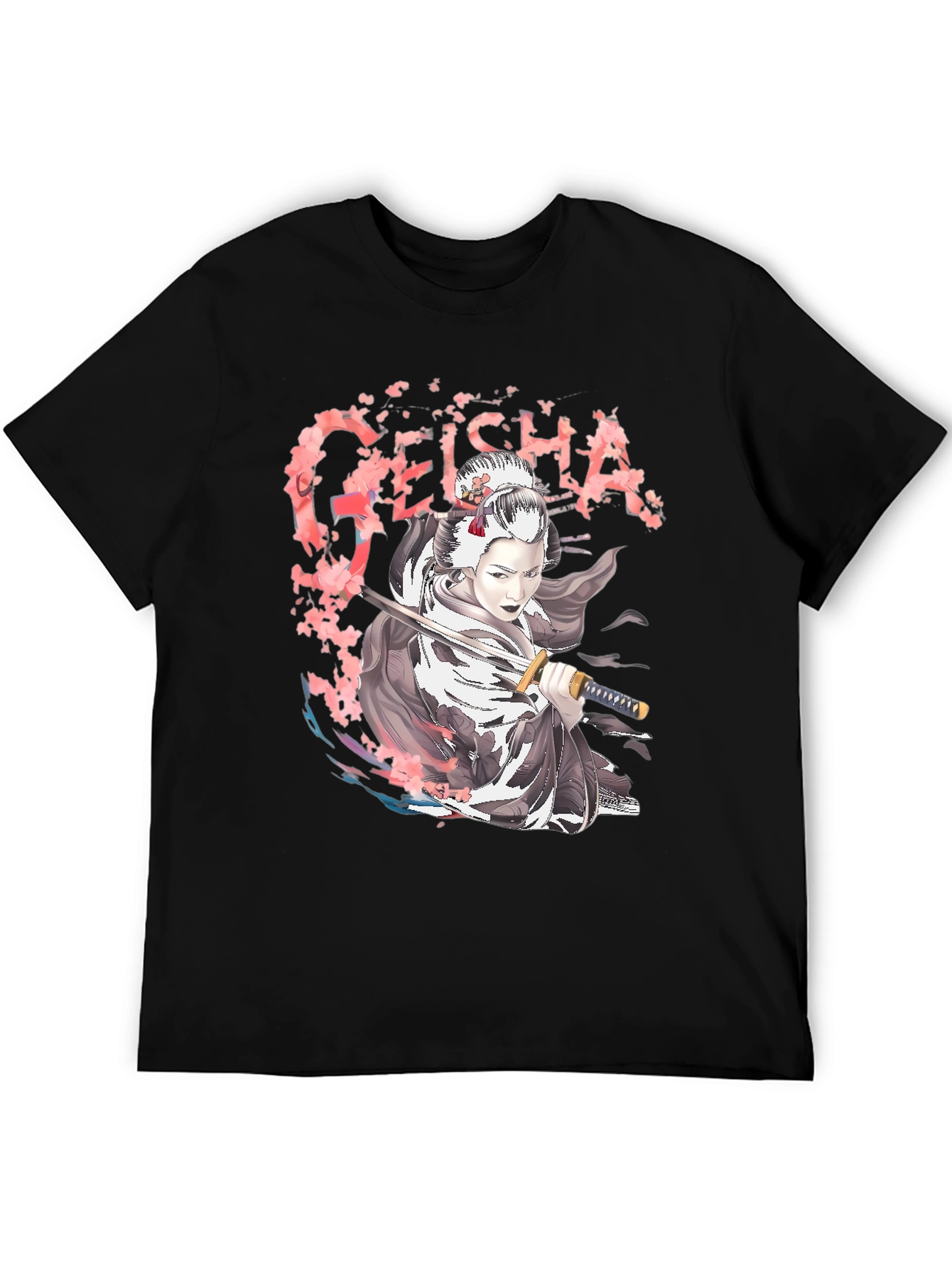 Geisha Graphic Tee - Japanese Sword T-Shirt