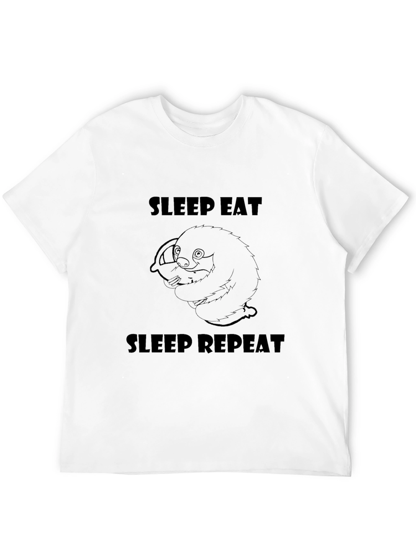 Sleep Eat Repeat Sloth Graphic Tee - Black