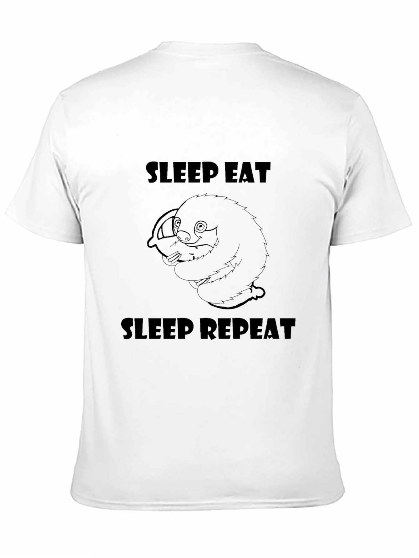 Sleep Eat Repeat Sloth Graphic Tee - Black