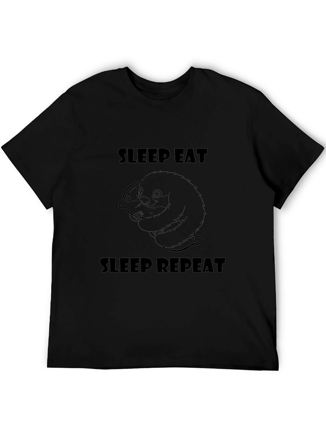 Sleep Eat Repeat Sloth Graphic Tee - Black