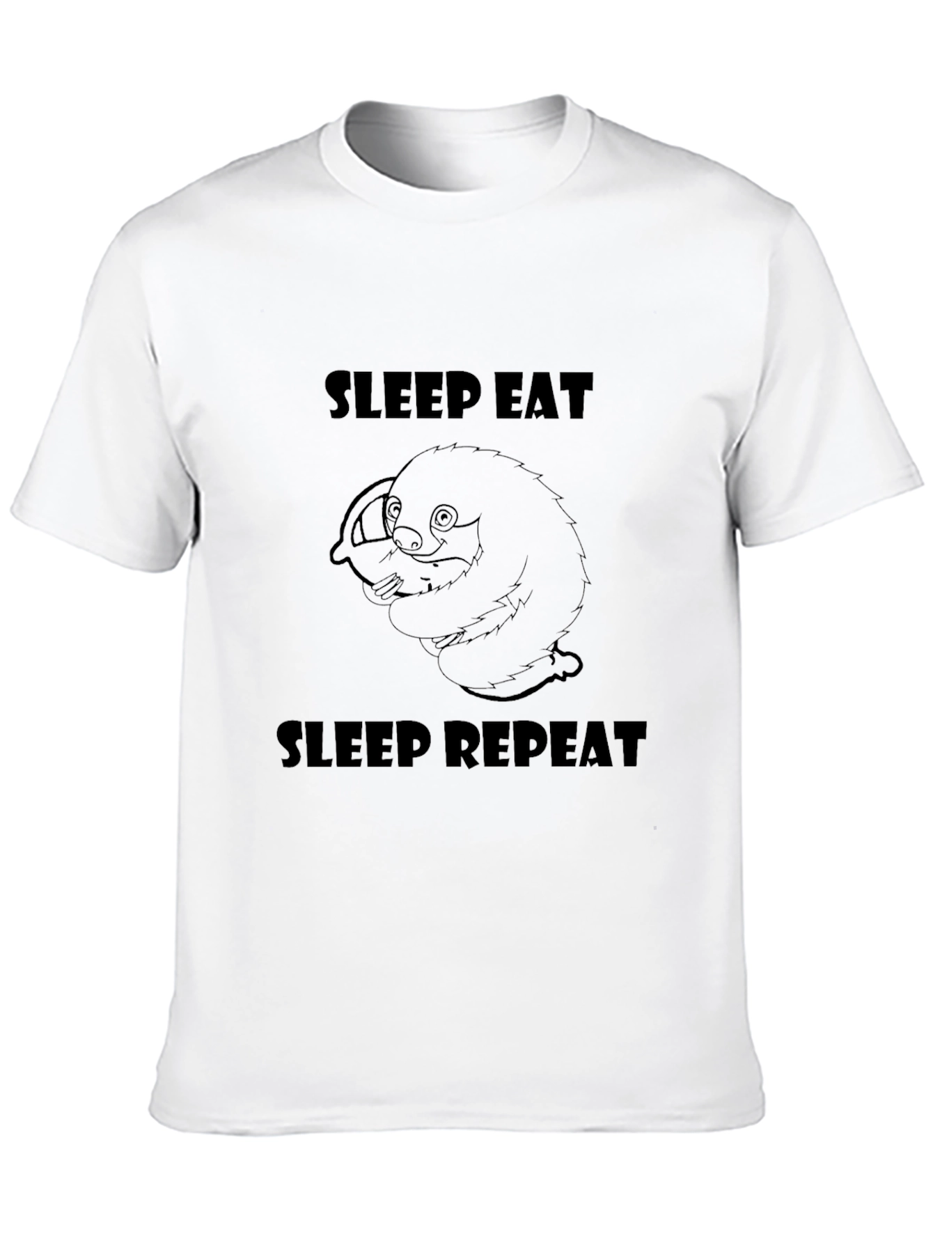 Sleep Eat Repeat Sloth Graphic Tee - Black
