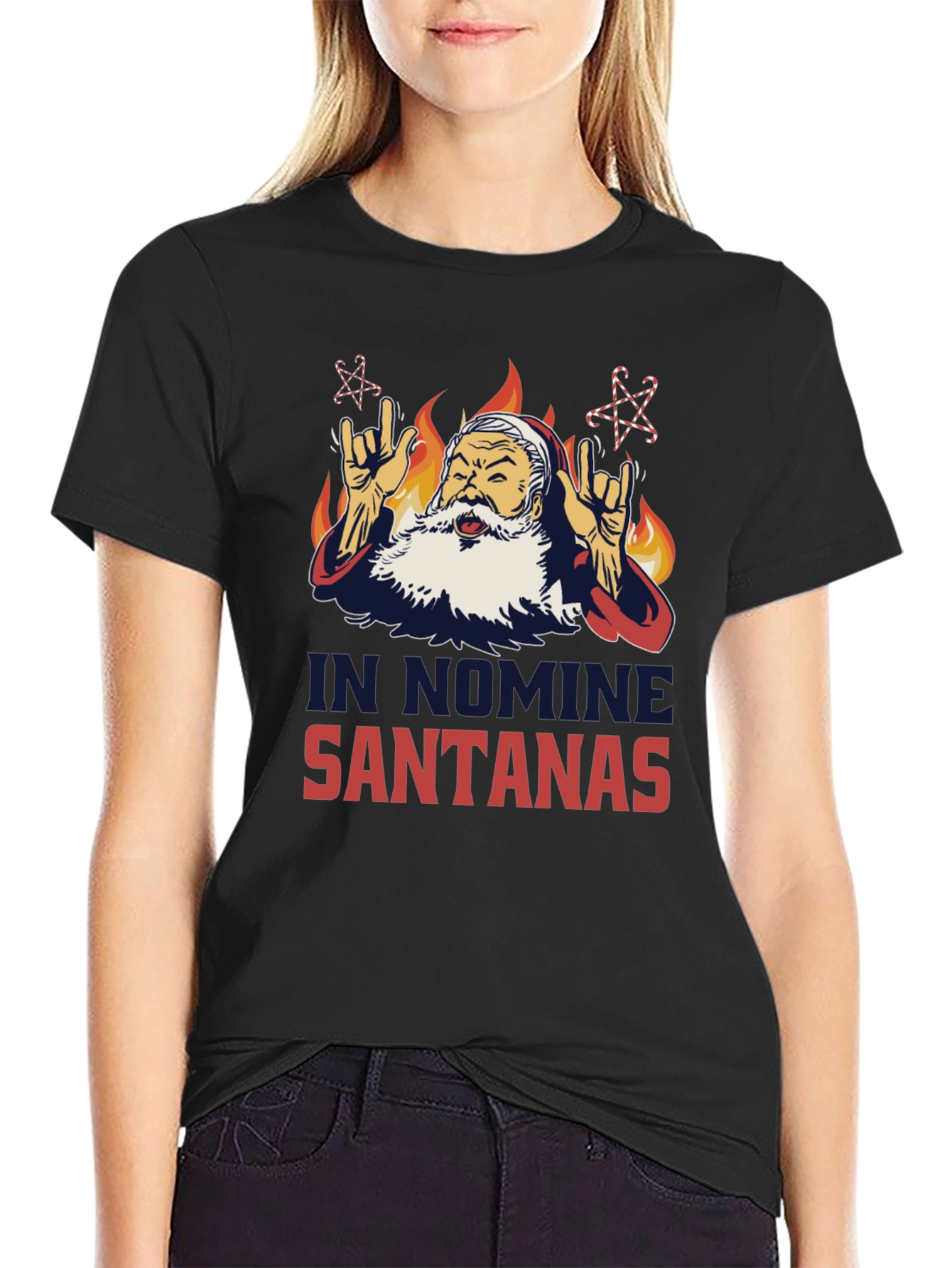 In Nomine Santanas T-Shirt - Rock Santa Tee