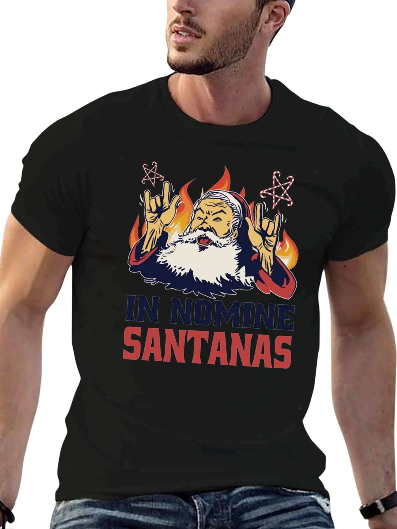 In Nomine Santanas T-Shirt - Rock Santa Tee