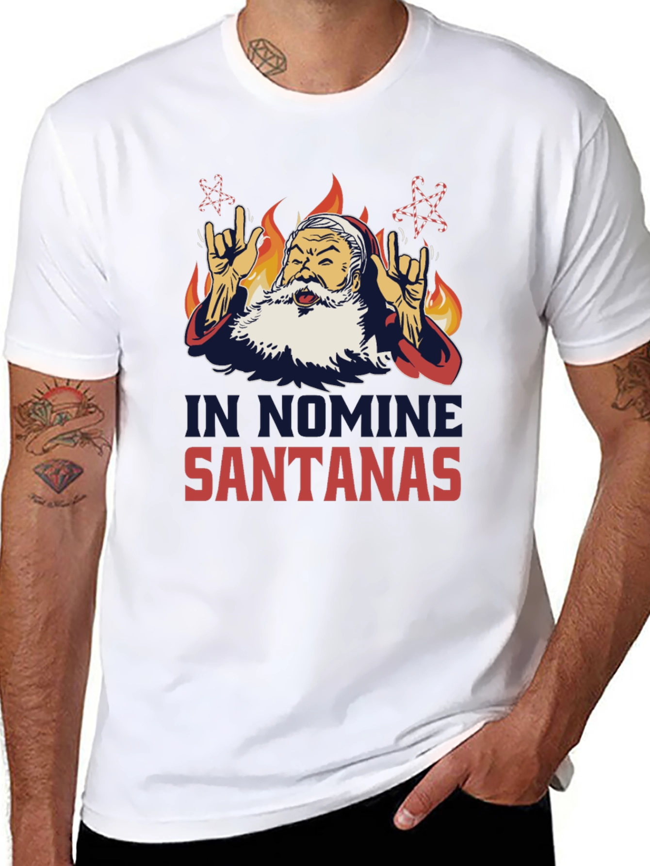 In Nomine Santanas T-Shirt - Rock Santa Tee