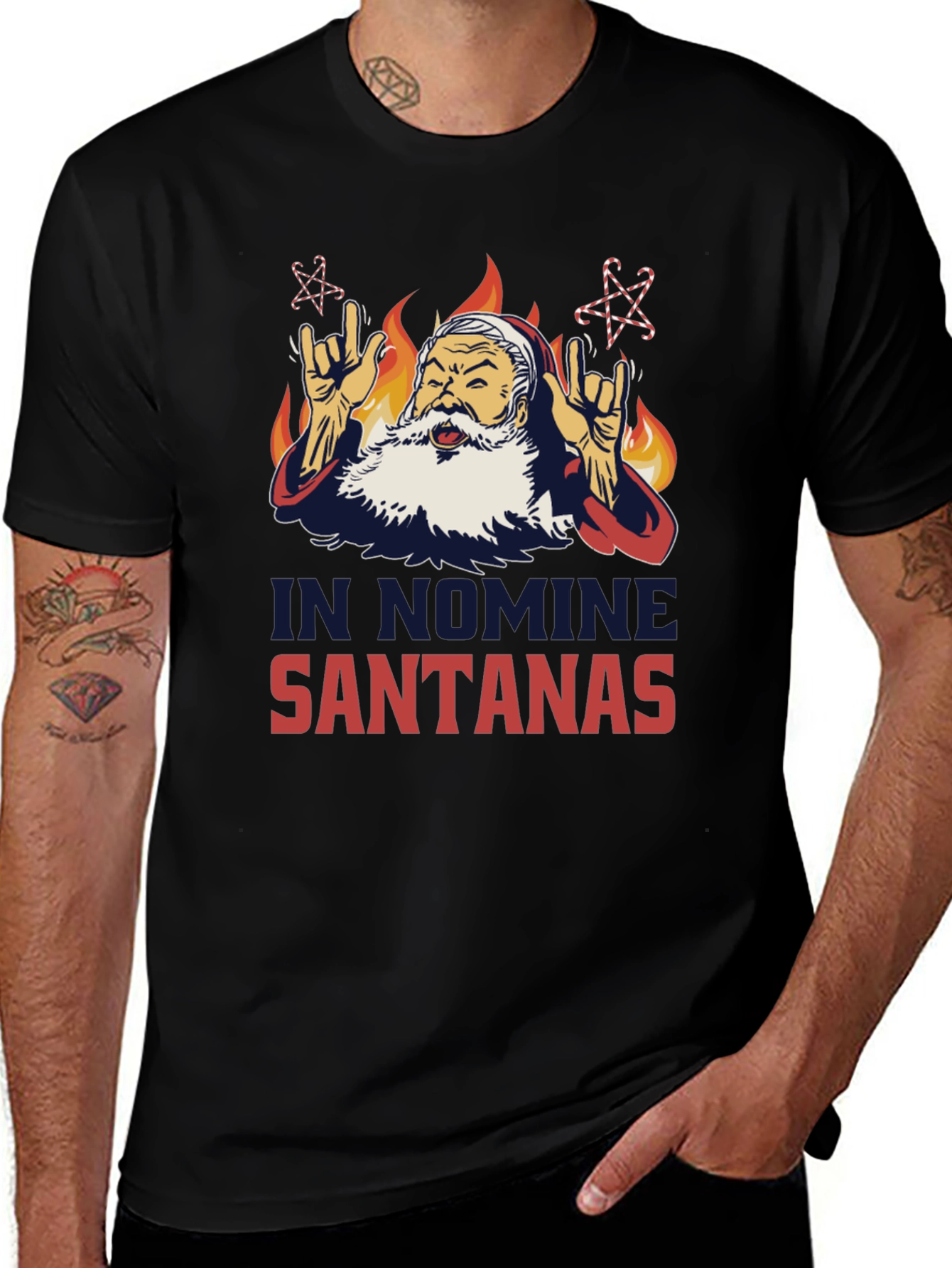 In Nomine Santanas T-Shirt - Rock Santa Tee
