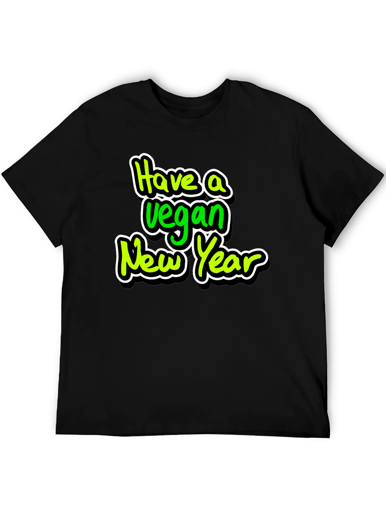 Vegan New Year Graphic Tee - Black Unisex T-Shirt