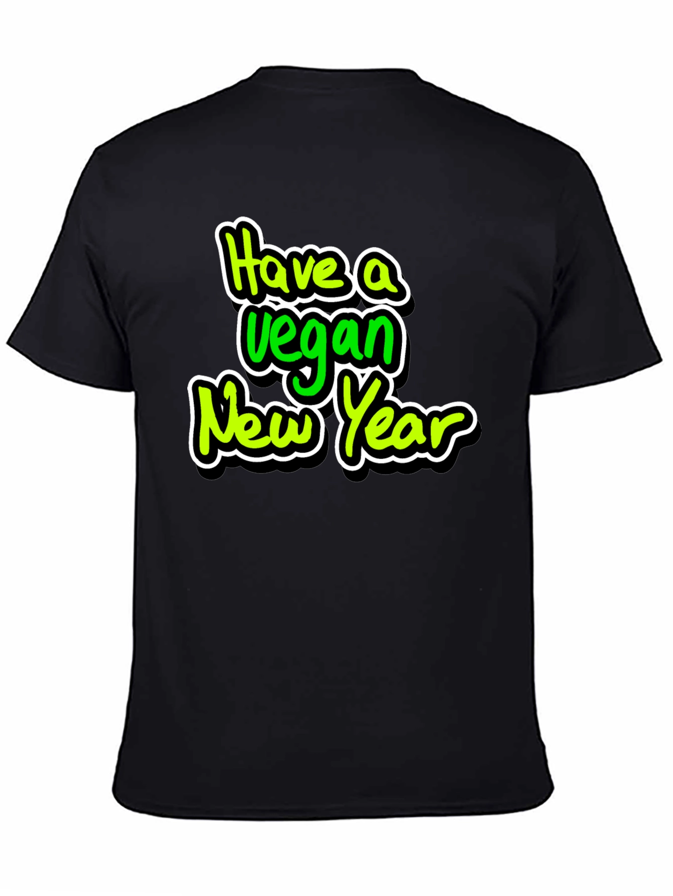 Vegan New Year Graphic Tee - Black Unisex T-Shirt