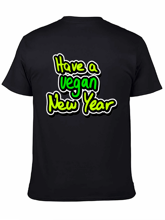 Vegan New Year Graphic Tee - Black Unisex T-Shirt