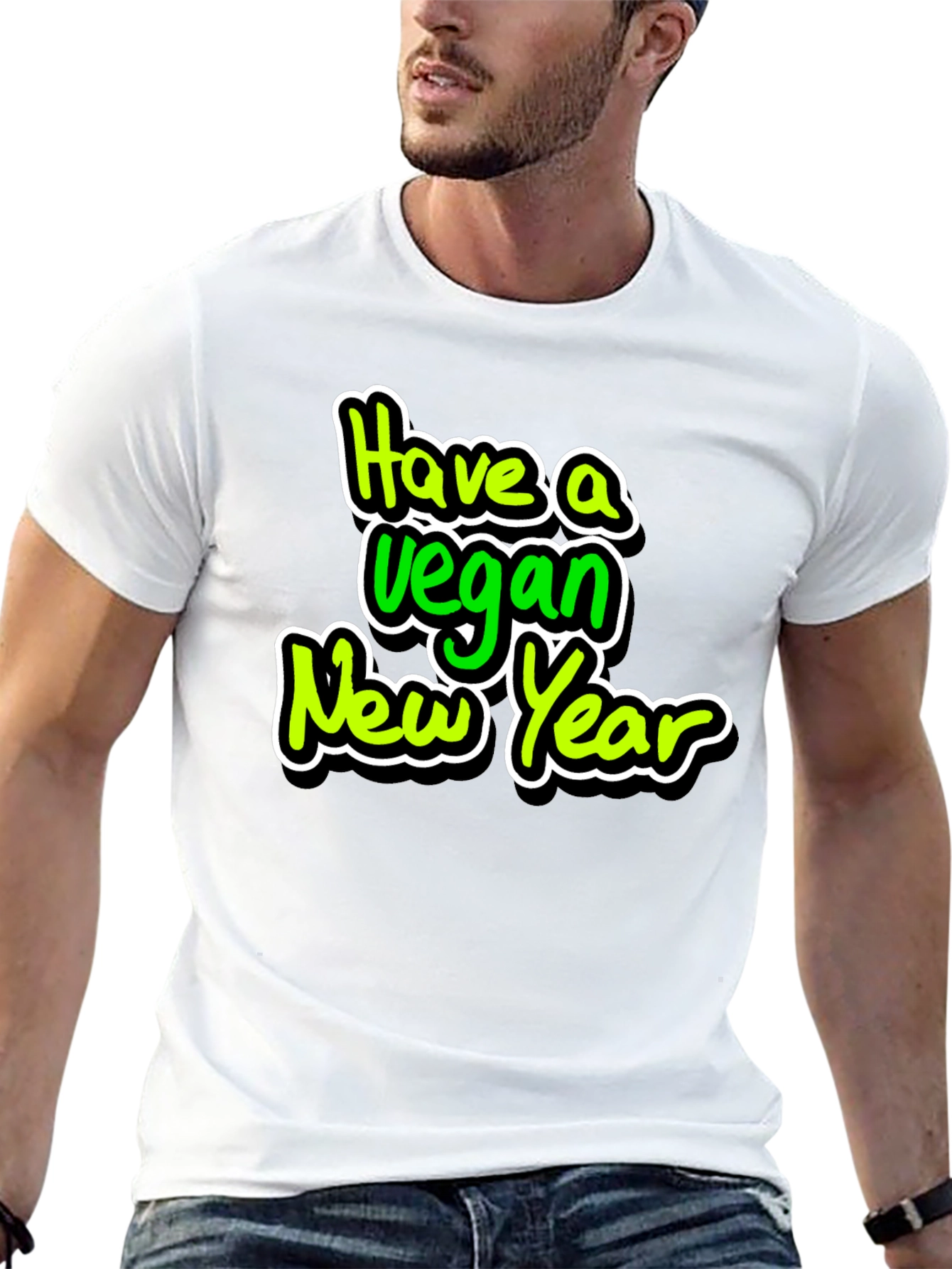 Vegan New Year Graphic Tee - Black Unisex T-Shirt