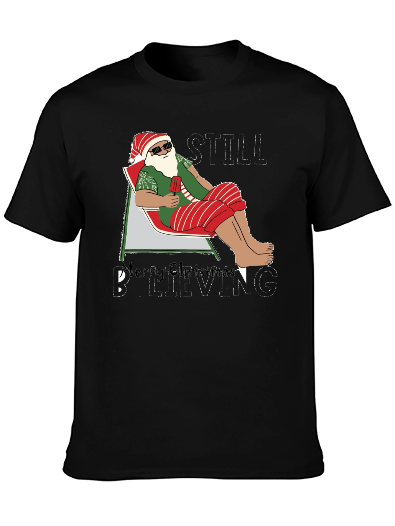 Santa Beach T-Shirt - Merry Christmas Believing Still