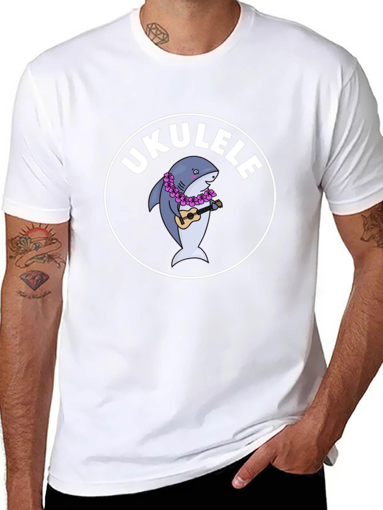 Ukulele Shark Black T-Shirt