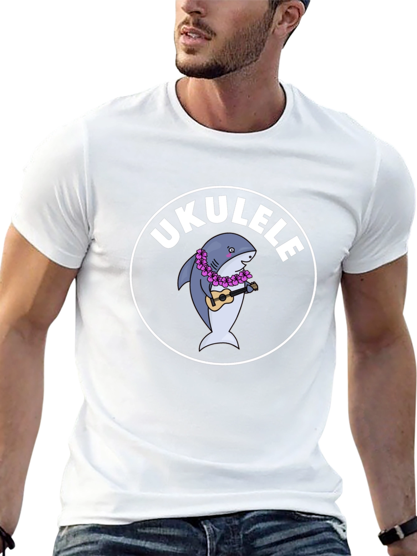 Ukulele Shark Black T-Shirt