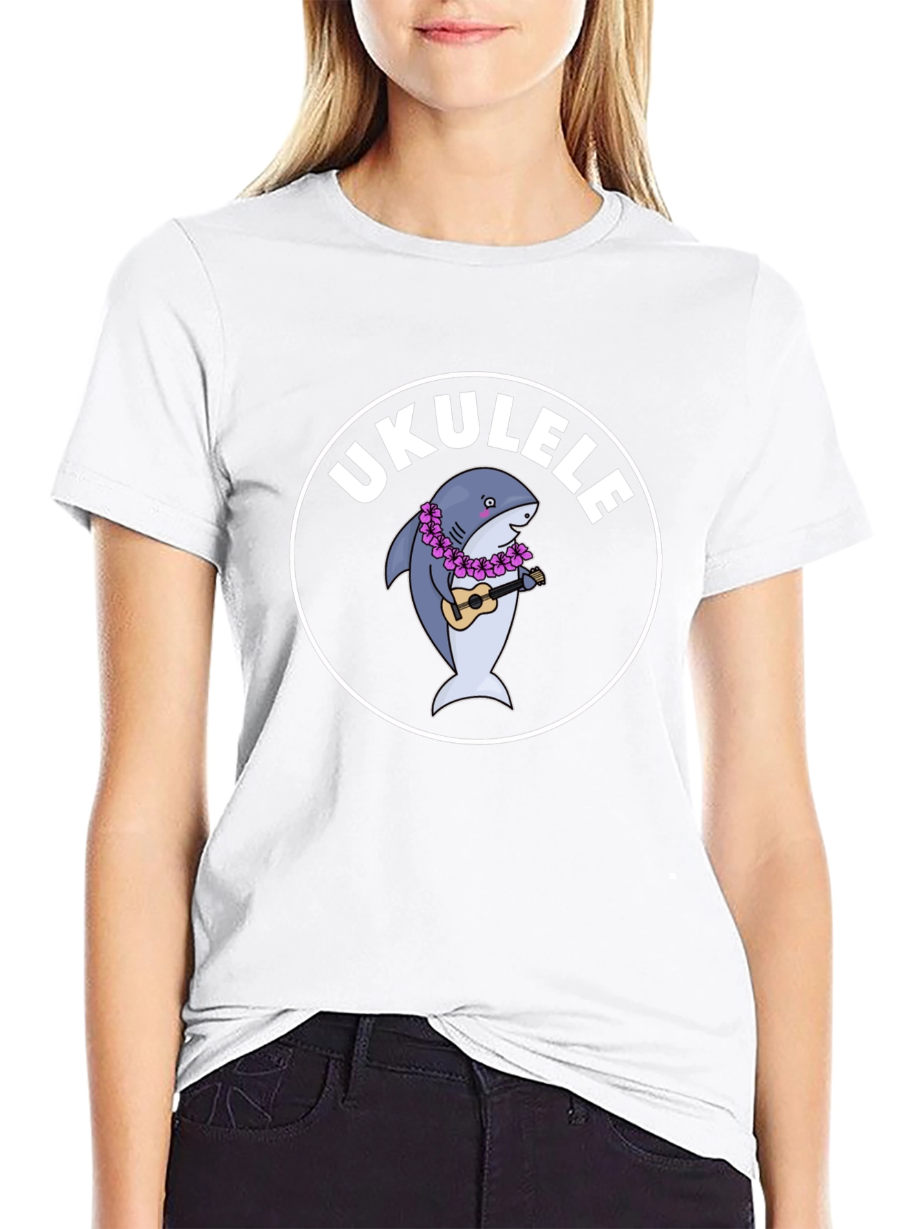 Ukulele Shark Black T-Shirt