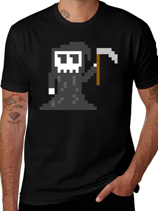 Pixel Grim Reaper Graphic T-Shirt - Black