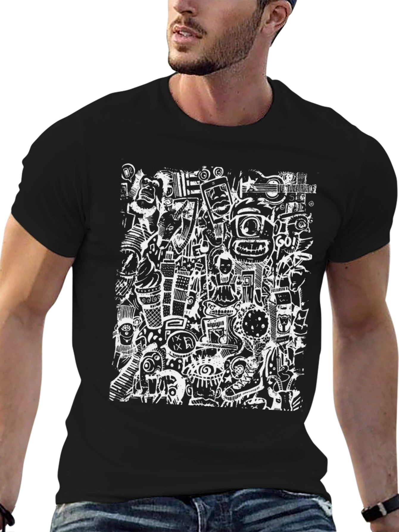 Doodle Art Graphic Print Tee