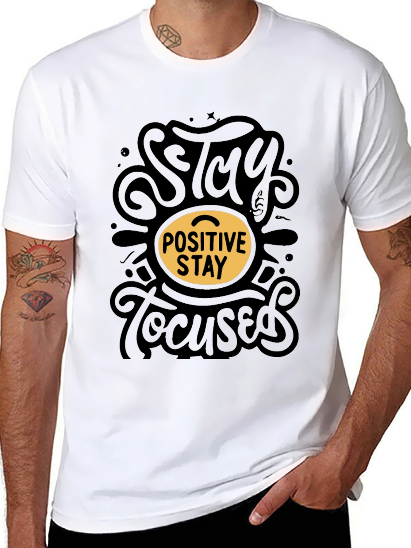 Stay Positive Stay Focused Black T-Shirt