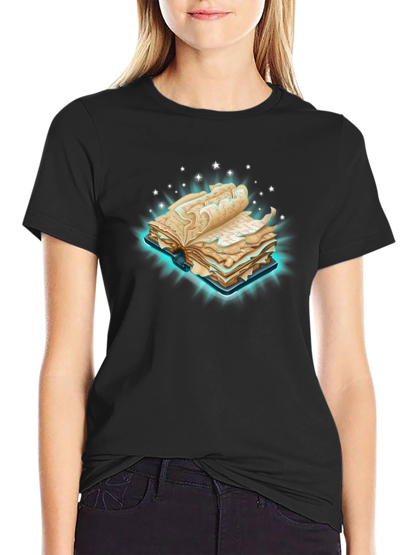 Mystical Book Graphic Tee - Black