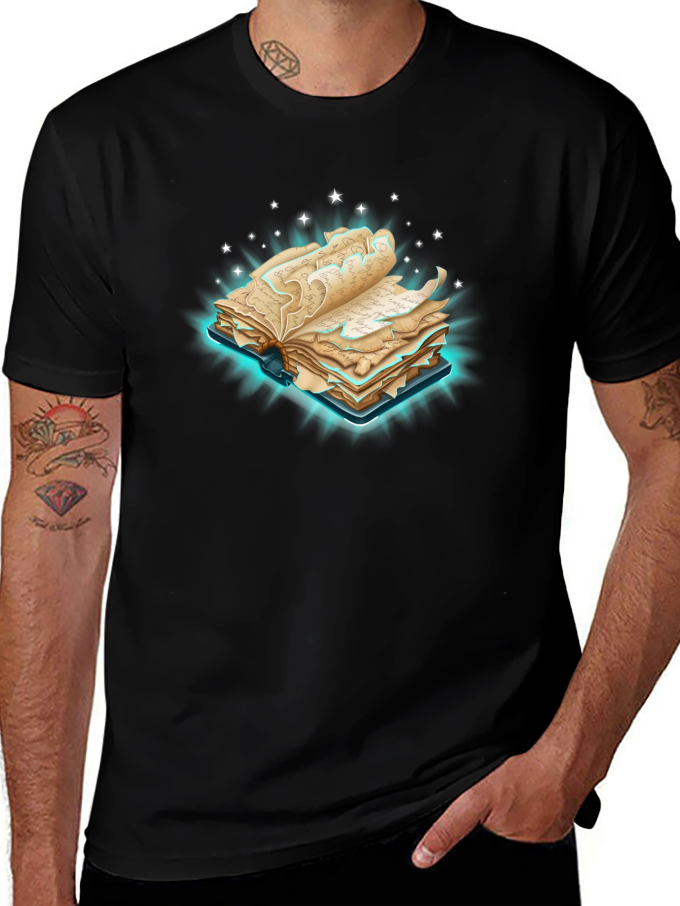 Mystical Book Graphic Tee - Black
