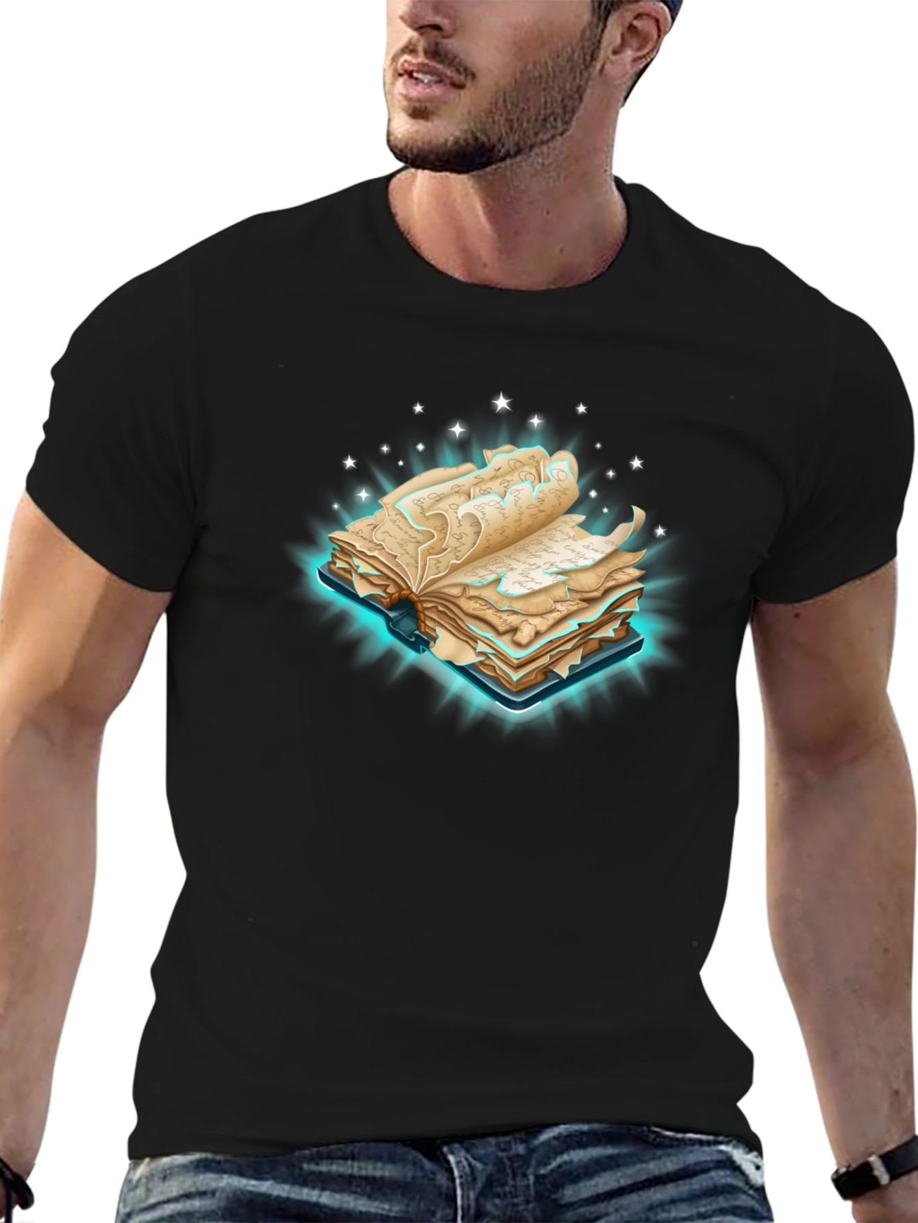 Mystical Book Graphic Tee - Black