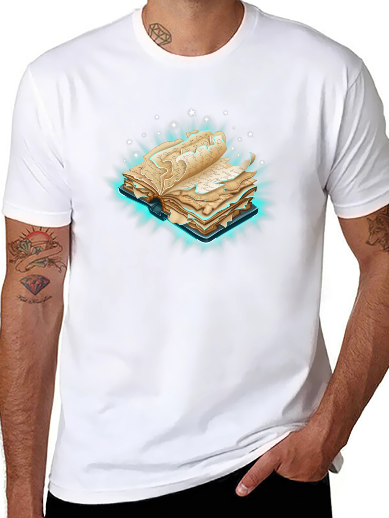 Mystical Book Graphic Tee - Black
