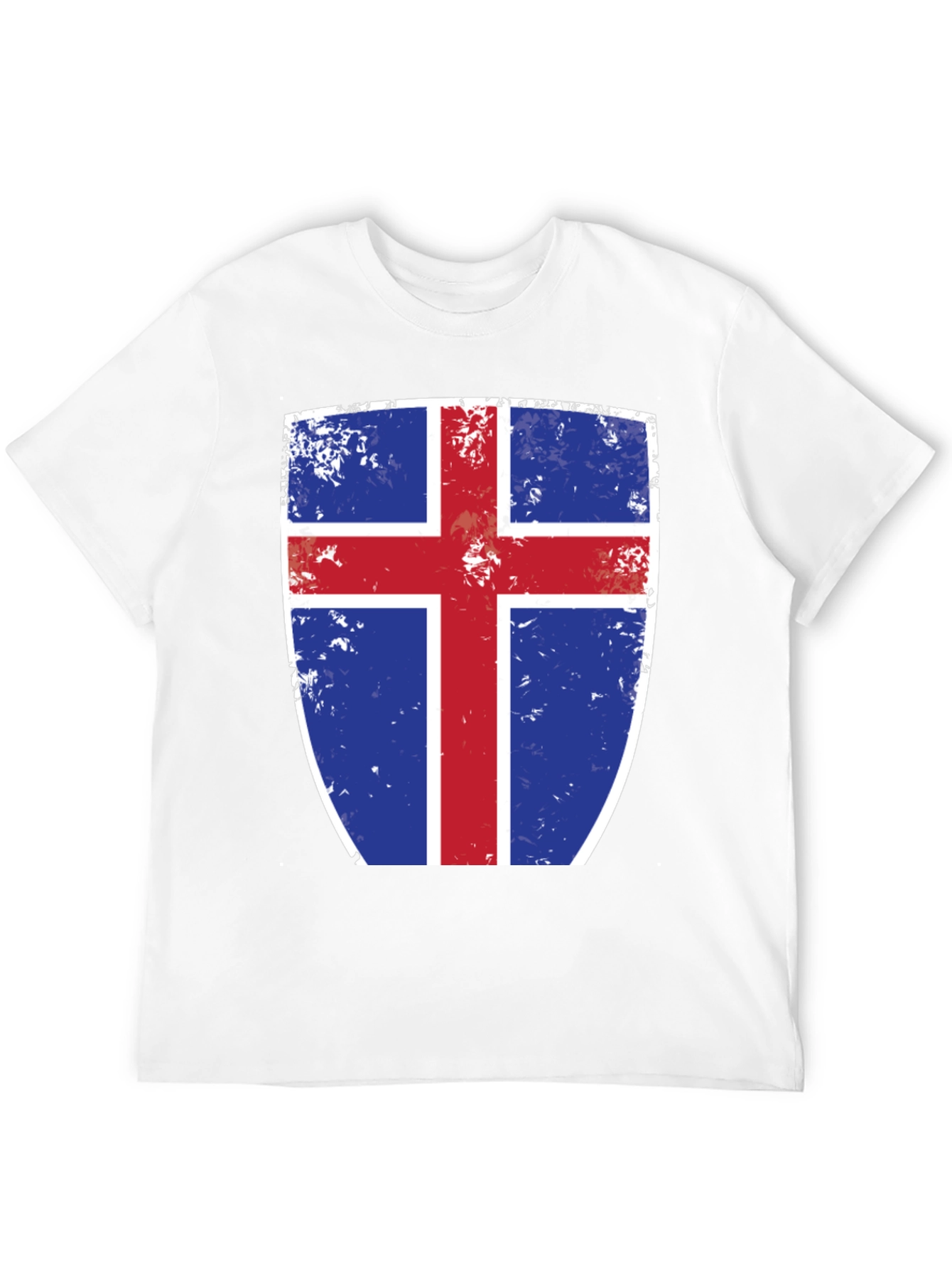 Icelandic Flag Shield Graphic Tee - Black Cotton T-Shirt