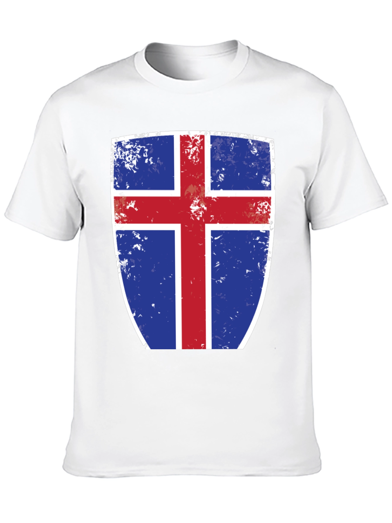 Icelandic Flag Shield Graphic Tee - Black Cotton T-Shirt