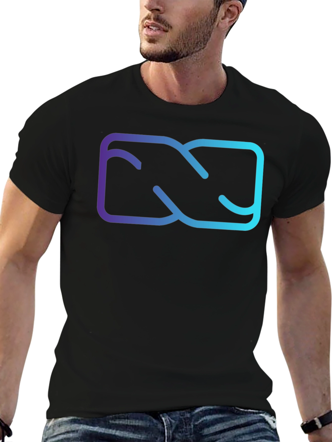 Abstract Gradient Graphic Black T-Shirt