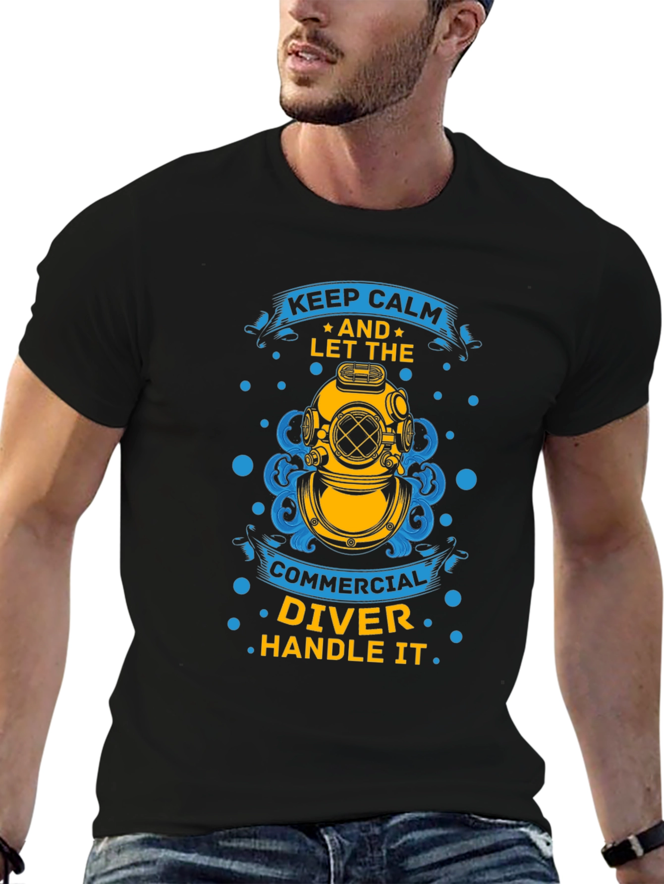 Keep Calm Commercial Diver T-Shirt - Black