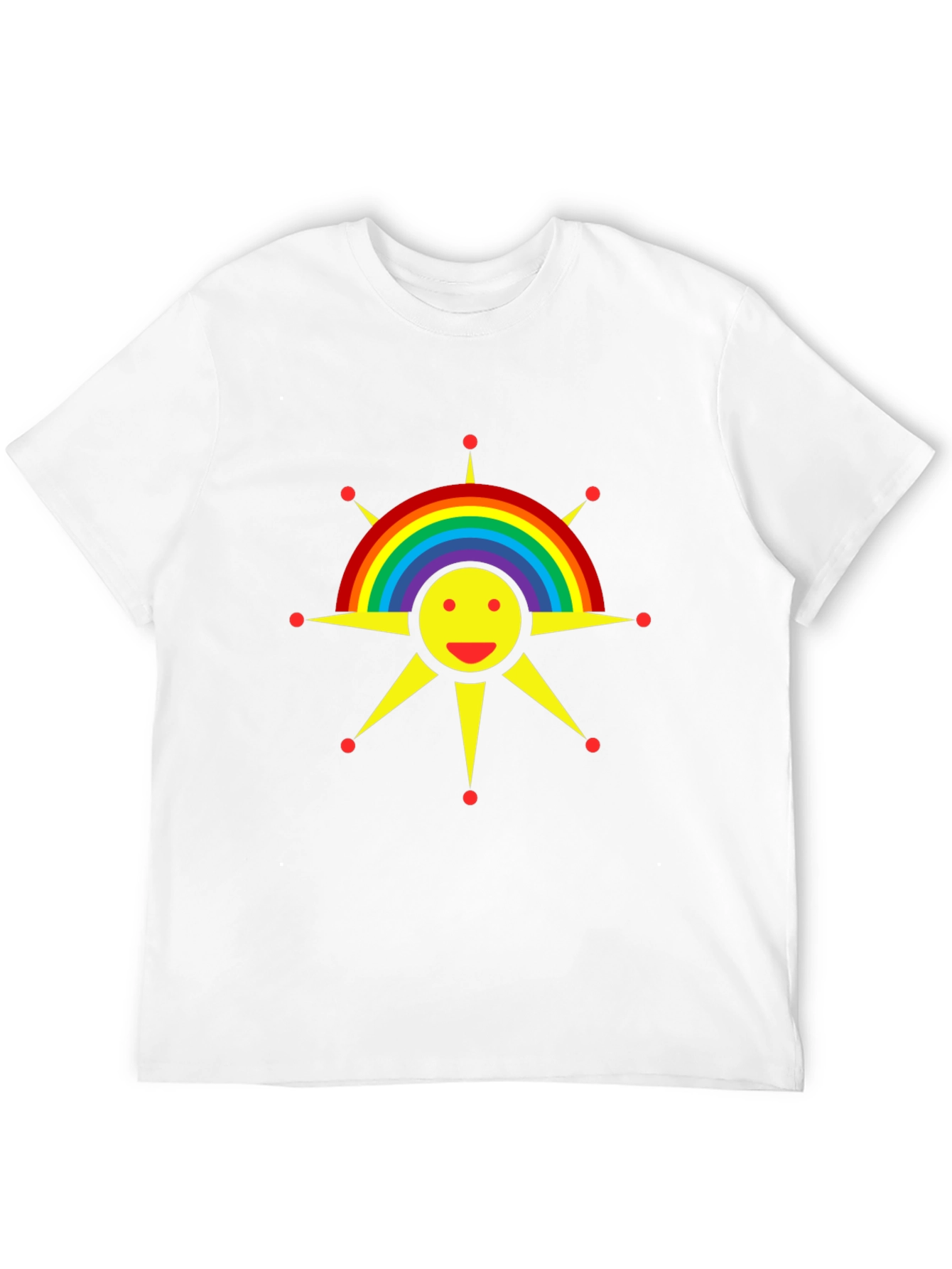 Rainbow Sun Graphic Tee - Black Cotton T-Shirt