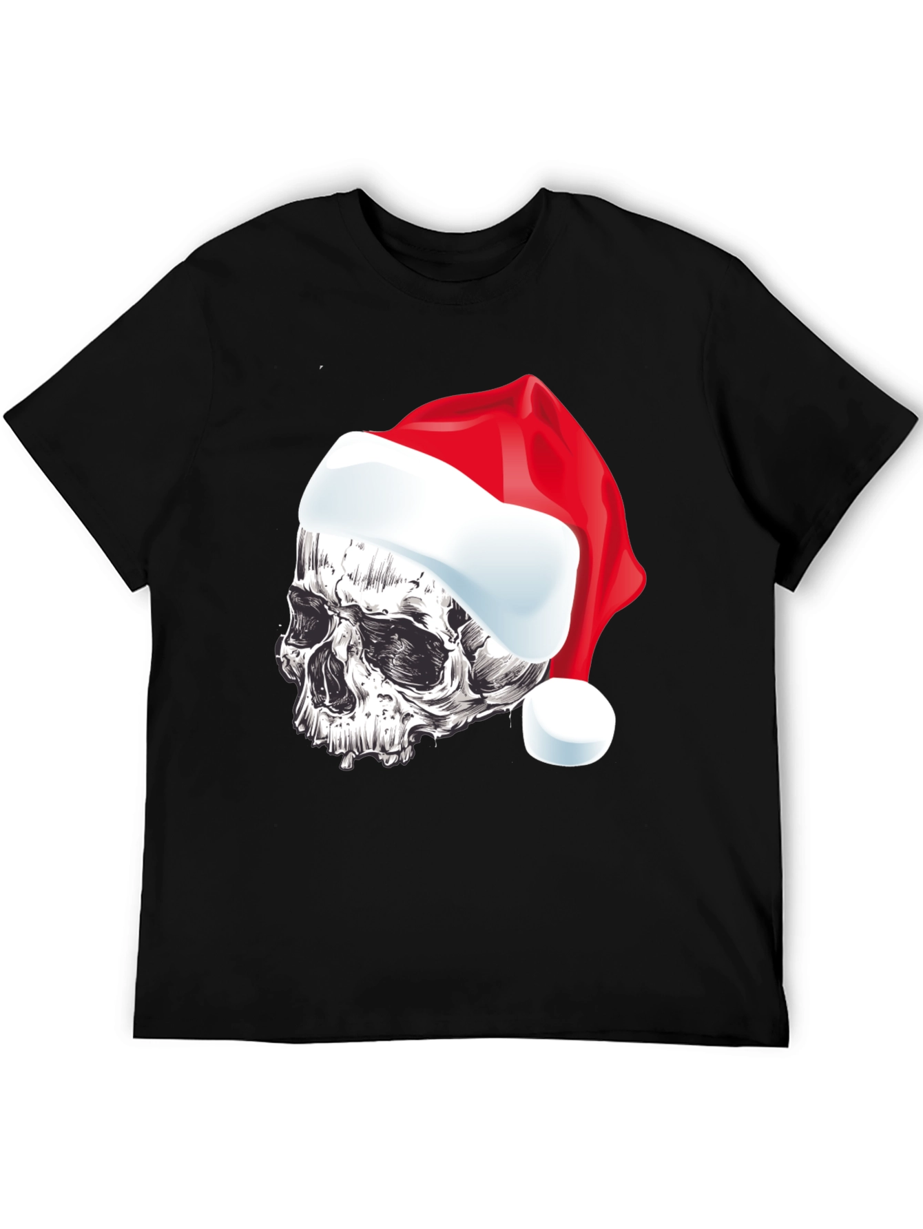 Skull Santa Hat Graphic T-Shirt