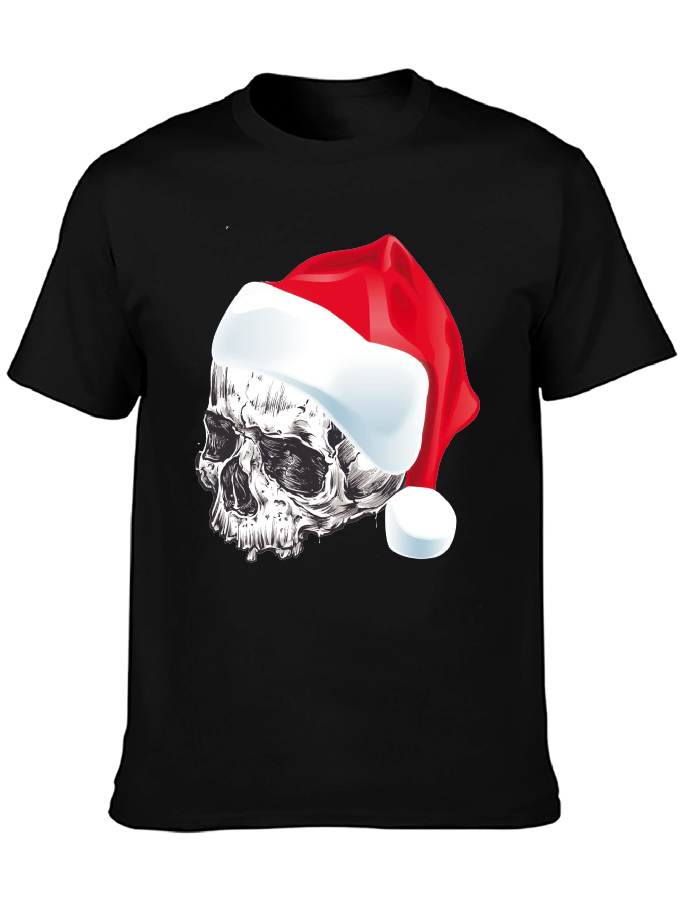 Skull Santa Hat Graphic T-Shirt