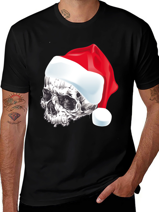 Skull Santa Hat Graphic T-Shirt