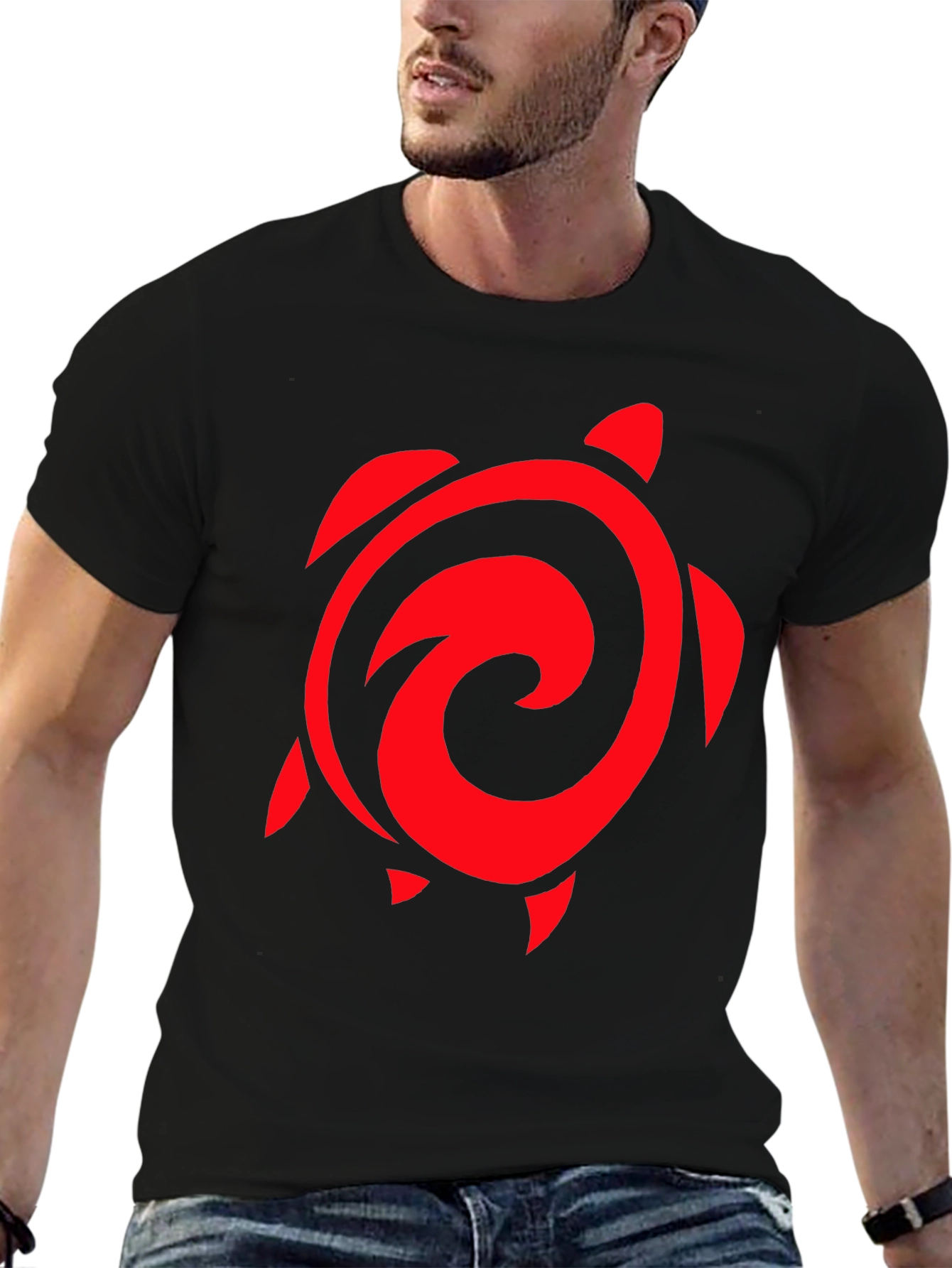 Red Turtle Graphic Black T-Shirt